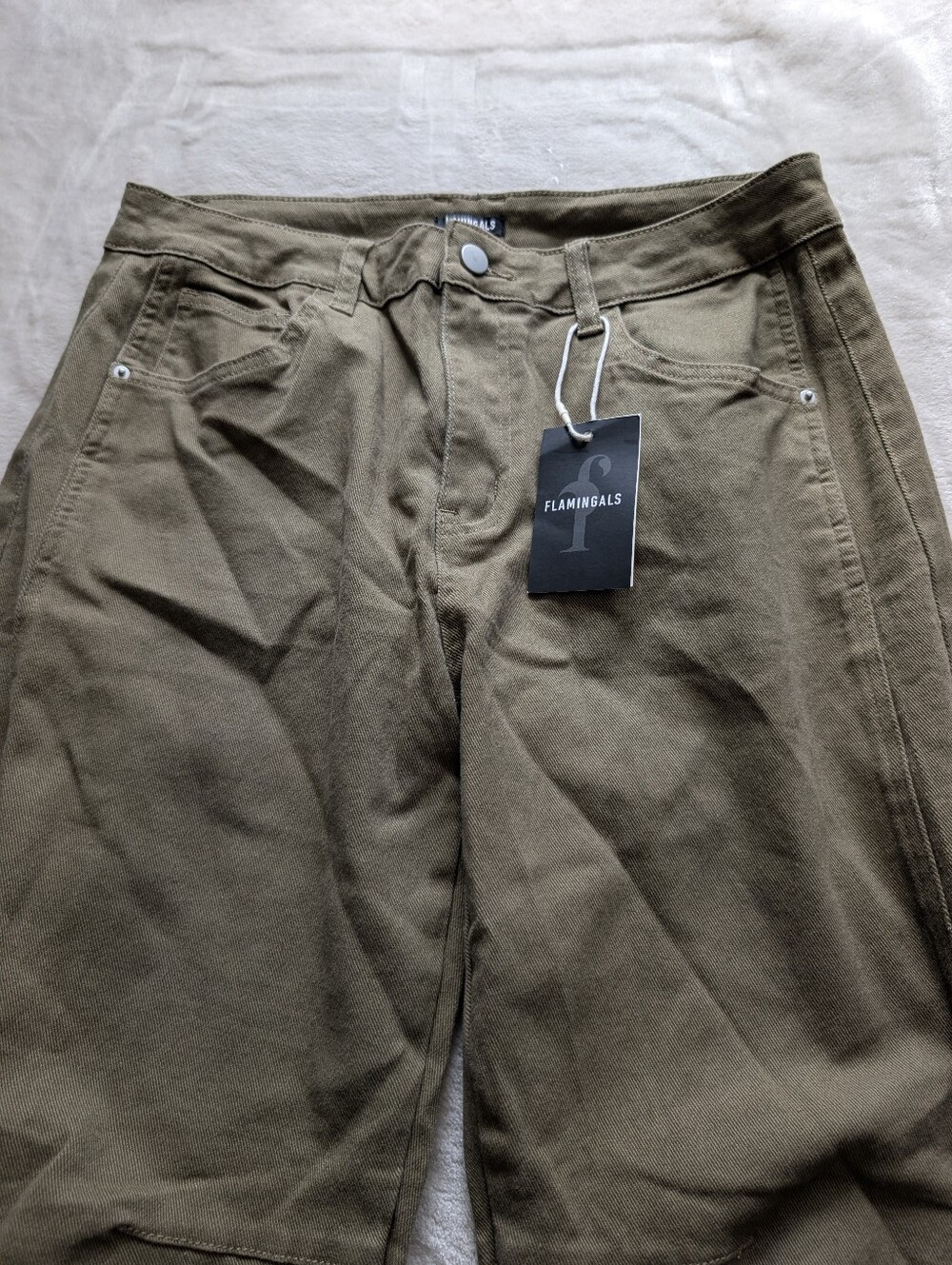 Flamingals Stitch Detail Straight Leg Crop Pants NWT Women's Large - Picture 7 of 13